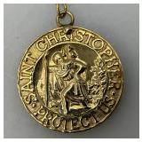 Vintage St. Christopher Protect Us Gold Tone Locket Keychain