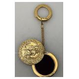 Vintage St. Christopher Protect Us Gold Tone Locket Keychain