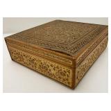 Vintage Collectible Items And Hand Carved And Inlayed Wooden Box