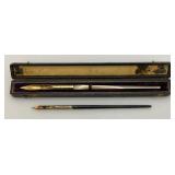Pair Of Antique Gold Tip? Dip Ink Pens In Original Box One With Pearl Handle