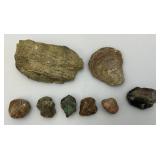 Vintage Wooden Box With Agate Rocks And More