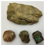 Vintage Wooden Box With Agate Rocks And More