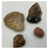 Vintage Wooden Box With Agate Rocks And More