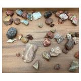 Vintage Wooden Box With Agate Rocks And More