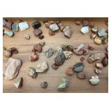 Vintage Wooden Box With Agate Rocks And More