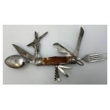 Vintage Korium Japan Camping Scout Knife W/Spoon, Fork, Scissor And More