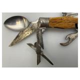 Vintage Korium Japan Camping Scout Knife W/Spoon, Fork, Scissor And More