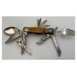 Vintage Korium Japan Camping Scout Knife W/Spoon, Fork, Scissor And More