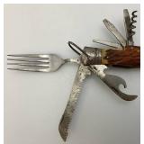 Vintage Korium Japan Camping Scout Knife W/Spoon, Fork, Scissor And More