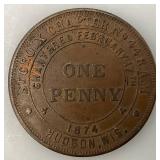 1874 St. Croix Chapter 44 R.A.M. Hudson Wis. Masonic Penny