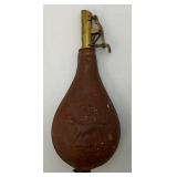 Civil War Era Black Powder Embossed Leather Flask