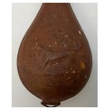 Civil War Era Black Powder Embossed Leather Flask