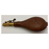 Civil War Era Black Powder Embossed Leather Flask