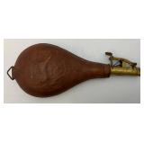 Civil War Era Black Powder Embossed Leather Flask