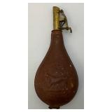 Civil War Era Black Powder Embossed Leather Flask