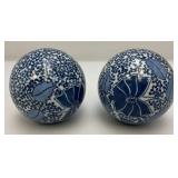 Vintage Chinese Blue/White Porcelain Rug Balls