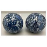 Vintage Chinese Blue/White Porcelain Rug Balls