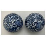 Vintage Chinese Blue/White Porcelain Rug Balls