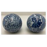 Vintage Chinese Blue/White Porcelain Rug Balls