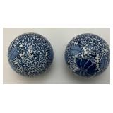 Vintage Chinese Blue/White Porcelain Rug Balls