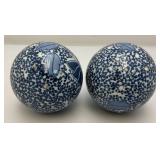 Vintage Chinese Blue/White Porcelain Rug Balls