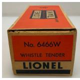 Vintage Lionel O Gauge No. 6466W  Lionel Lines Whistle Tender In Original Box