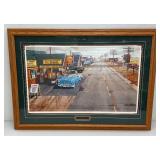 Framed Behind Glass Pencil Signed KEN ZYLLA "Route 66" Limited Print 1632/9600 28" x 39"