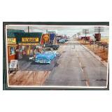 Framed Behind Glass Pencil Signed KEN ZYLLA "Route 66" Limited Print 1632/9600 28" x 39"