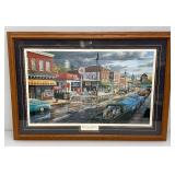 Framed Behind Glass Pencil Signed KEN ZYLLA "Reflections Of Main St." Limited Print 4978/9600 28" x 39"
