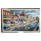 Framed Behind Glass Pencil Signed KEN ZYLLA "Reflections Of Main St." Limited Print 4978/9600 28" x 39"