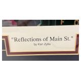 Framed Behind Glass Pencil Signed KEN ZYLLA "Reflections Of Main St." Limited Print 4978/9600 28" x 39"