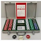 Nice Set Of Poker Chips And Playing Cards In Carrying Case