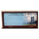 Vintage Collectible Enamel Printed KENNEDY Half Dollars, Sep. 11TH 10th Anniversary Tribute Coins In Wooden Box (New Old Stock)