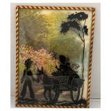 Two Vintage Silhouette Reverse Painted Prints With Convex Bubble Glass Victorian Themed 6" x 8" Wall Hanging