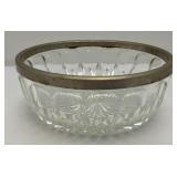 MCM Vintage Silver Plated Rim Cut Glass Bowls 9" & 5"