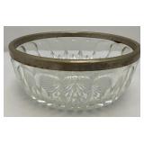 MCM Vintage Silver Plated Rim Cut Glass Bowls 9" & 5"