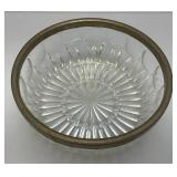MCM Vintage Silver Plated Rim Cut Glass Bowls 9" & 5"