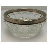 MCM Vintage Silver Plated Rim Cut Glass Bowls 9" & 5"