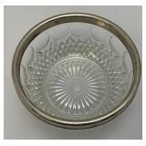 MCM Vintage Silver Plated Rim Cut Glass Bowls 9" & 5"