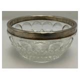 MCM Vintage Silver Plated Rim Cut Glass Bowls 9" & 5"