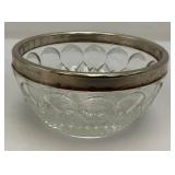 MCM Vintage Silver Plated Rim Cut Glass Bowls 9" & 5"