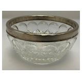 MCM Vintage Silver Plated Rim Cut Glass Bowls 9" & 5"
