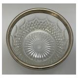 MCM Vintage Silver Plated Rim Cut Glass Bowls 9" & 5"