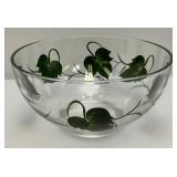 Vintage Unmarked Anchor Hocking Hand Painted Bowl With Vinegar/Oil Cruets (One With Stopper) & Salt & Pepper Shakers