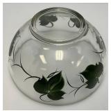 Vintage Unmarked Anchor Hocking Hand Painted Bowl With Vinegar/Oil Cruets (One With Stopper) & Salt & Pepper Shakers