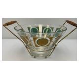 RARE Vintage MCM Pasinski Chip & Dip Snack Bowl W/Stand Hollywood Regency