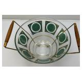 RARE Vintage MCM Pasinski Chip & Dip Snack Bowl W/Stand Hollywood Regency