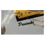 RARE Vintage MCM Pasinski Chip & Dip Snack Bowl W/Stand Hollywood Regency