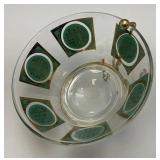 RARE Vintage MCM Pasinski Chip & Dip Snack Bowl W/Stand Hollywood Regency