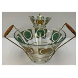 RARE Vintage MCM Pasinski Chip & Dip Snack Bowl W/Stand Hollywood Regency